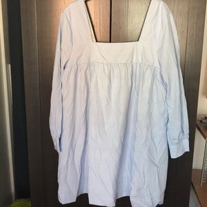 Blue and white striped dress